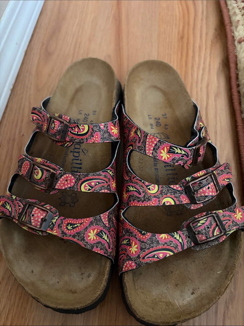 Papillio Pink Paisley Triple-Strap Cork Footbed Sandals - Picture 4 of 5